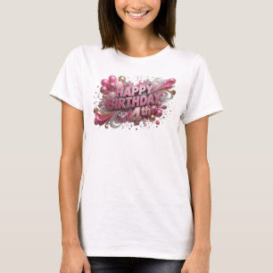 Camiseta Crisp Pink HAPPY BIRTHDAY 4TH Slogan