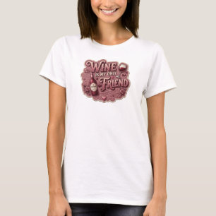 Camiseta Crisp Pink WINE IS MY ONLY FRIEND