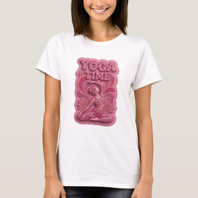 Camiseta Crisp Pink YOGA TIME Slogan (Frente)
