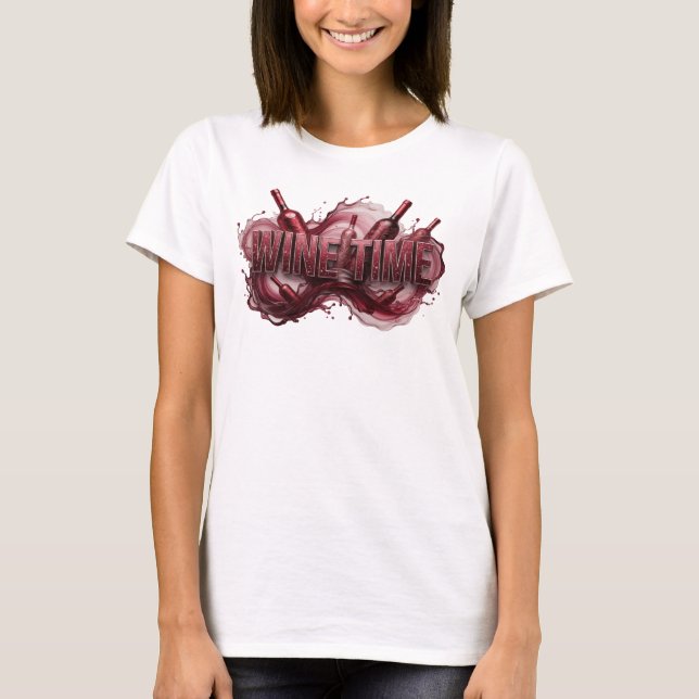 Camiseta Crisp Red WINE TIME Slogan (Frente)