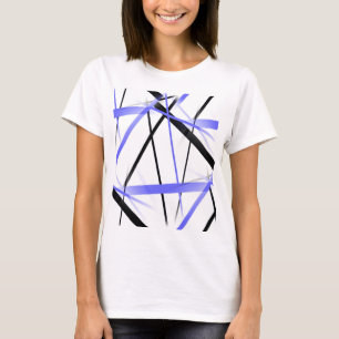Camiseta Criss cruzou listras azuis e pretas no branco