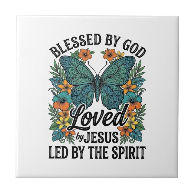 Camiseta Cristã Blessed Butterfly Design (2) (Frente)