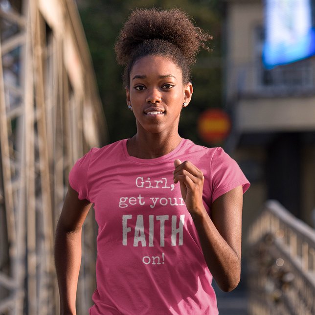 Camiseta Cristã Código QR Tenha Fé Menina (Criador carregado)