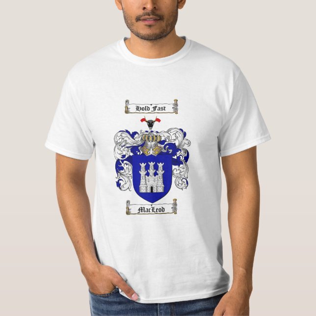 Camiseta Crista da família de Macleod - brasão de Macleod (Frente)