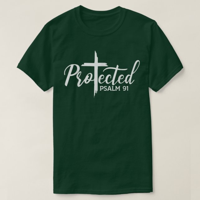 Camiseta Cristã Fé Protegida Jesus Religioso ama Psa (Frente do Design)