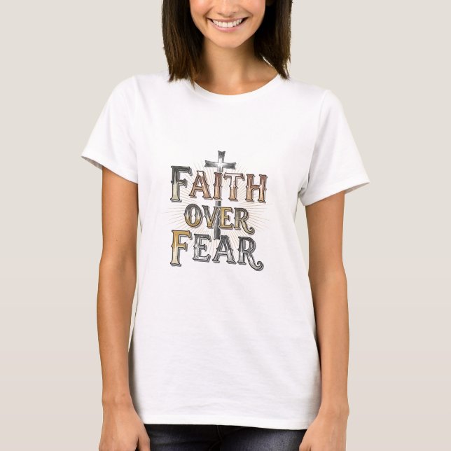 Camiseta Cristã Fé Sobre Medo (Frente)