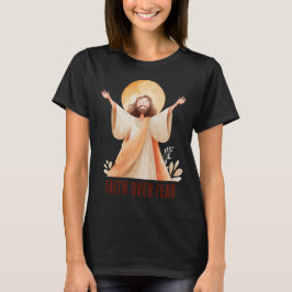 Camiseta Cristã Jesus Fé Sobre Medo