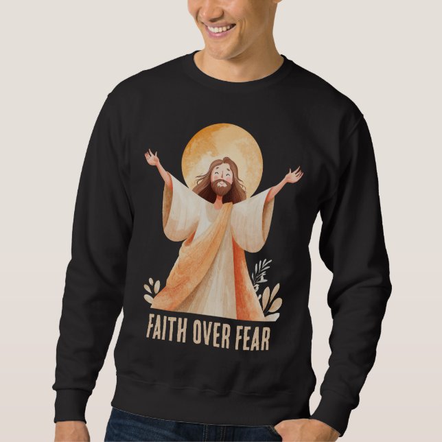 Camiseta Cristã Jesus Fé Sobre o Medo (Frente)