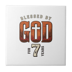 Camiseta Cristã Vintage 7 Anos Abençoado Por Deus