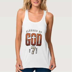 Camiseta Cristã Vintage 7 Anos Abençoado Por Deus