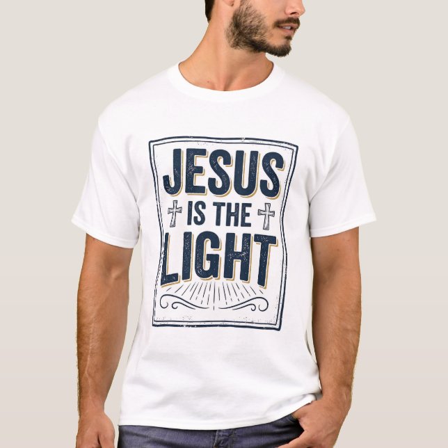 Camiseta Cristã Vintage Jesus É A Luz (Frente)