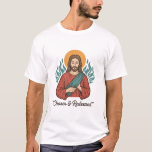 Camiseta Cristã Vintage Jesus Escolhido e Redimido