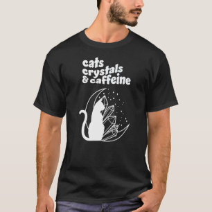 Camiseta Cristais de Gatos e Cafeína Bebida Café Bebida Aca