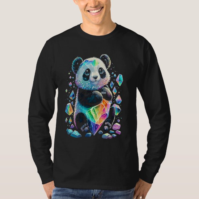Camiseta Cristais Esotéricos de Panda Ilustração Fofa  2 (Frente)