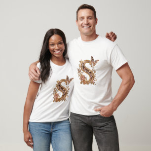 Camiseta Cristal de Ouro Real Letra S Monograma de Luxo