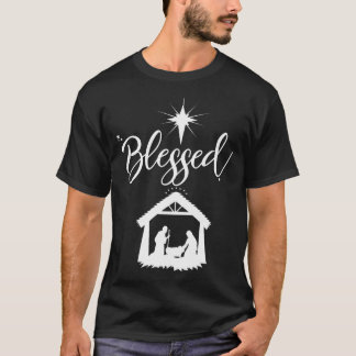 Camiseta Cristão de Natal abençoado Jesus Natividade Cena F