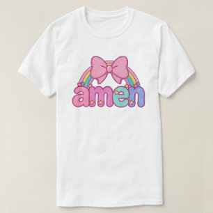 Camiseta Cristão Neon - AMEN Jesus Fé Bíblia Coquette