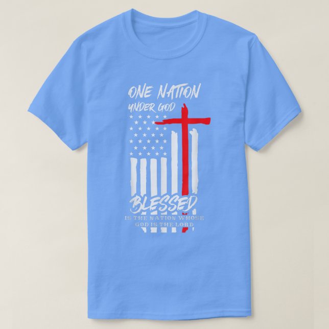 Camiseta Cristão Patriótico Bendito Uma Nação Sob Deus T (Frente do Design)