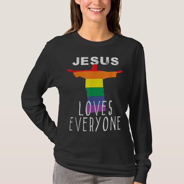 Camiseta Cristãos apoiando os Direitos Gays LGBT que Jesus  (Frente)