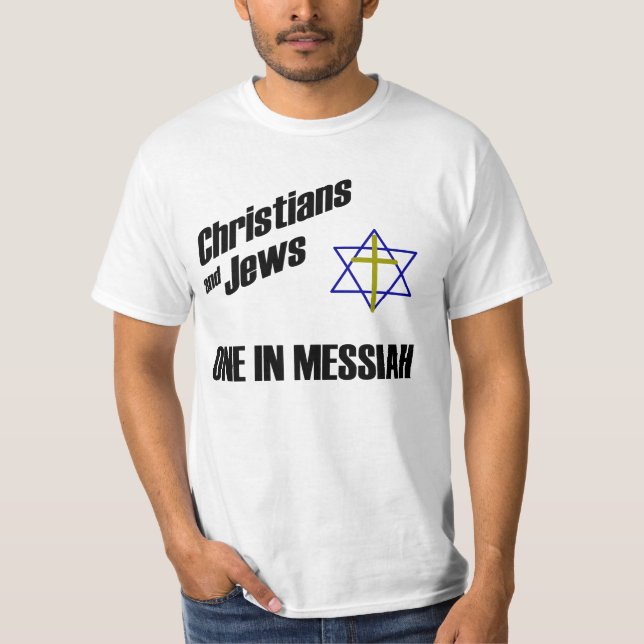 Camiseta Cristãos e Judeus - Um na Messias (Frente)