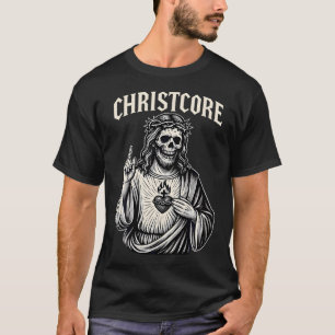 Camiseta Cristcore Crânio Jesus Coração Sagrado Cristão Met