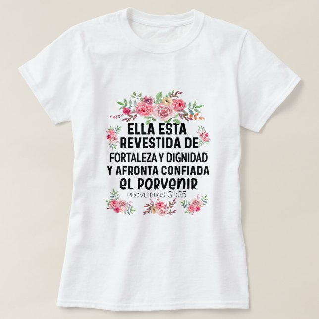 Camiseta cristiana en espanol Versiculo - Espanhol (Frente do Design)