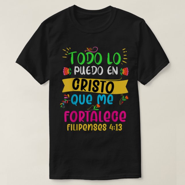 Camiseta cristiana en espanol Versiculo Spanish Ch (Frente do Design)