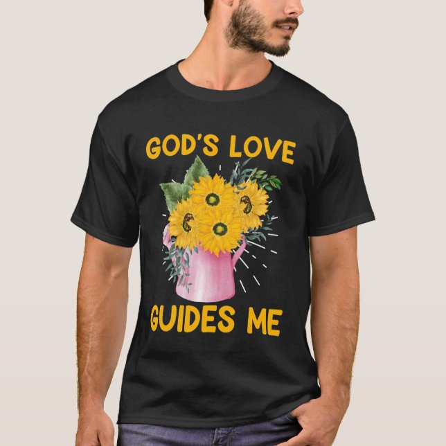 Camiseta Cristianismo O AMOR DE DEUS ME GUIA Girassol Diver (Frente)