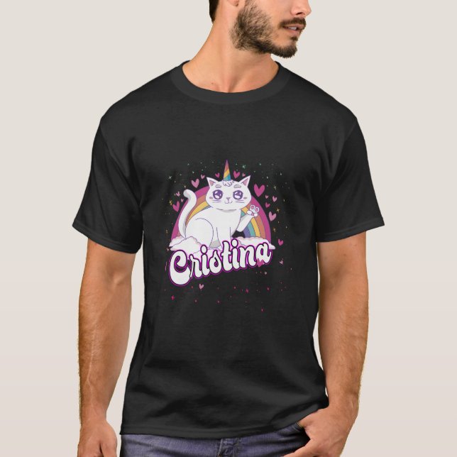 Camiseta Cristina Adorable Name With Beautiful Caticorn (Frente)