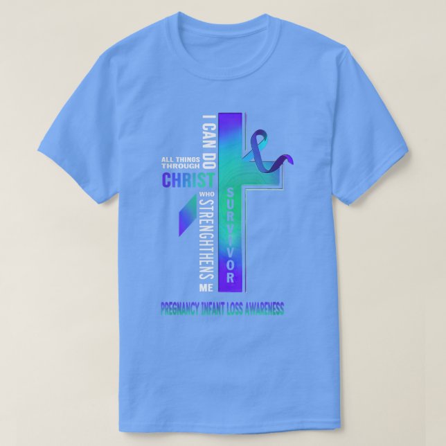 Camiseta Cristo Atravessando Gravidez Criança Perda de Cons (Frente do Design)