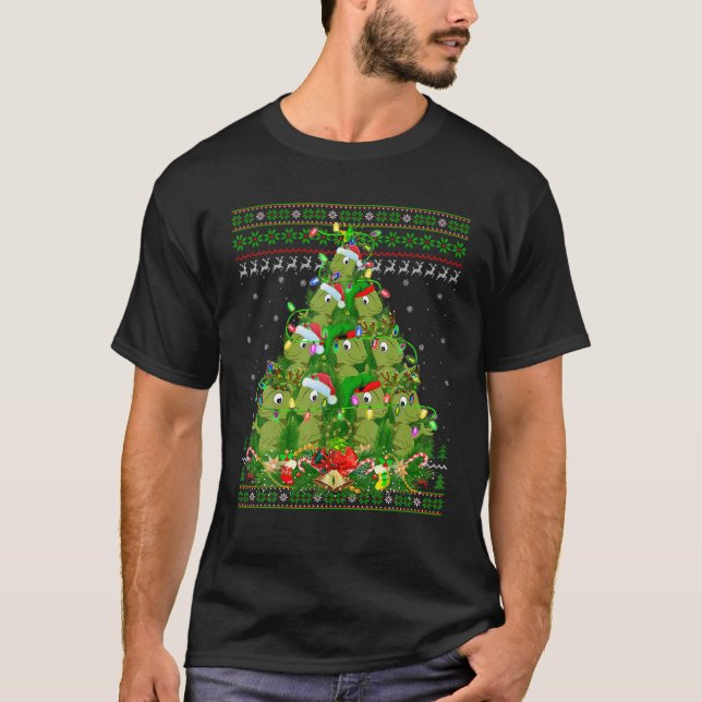 Camiseta Cristo Chameleon Xmas Tree Lighting Ugly Chameleon (Frente)