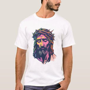 Camiseta Cristo Colorido: Jesus com Coroa de Tee Thorns