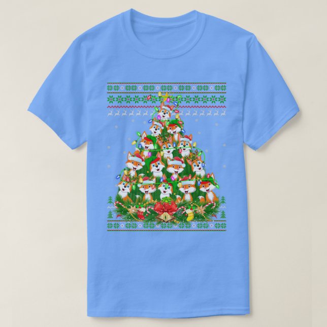 Camiseta Cristo Coyote Xmas Lighting Tree Papais noeis Ugly (Frente do Design)