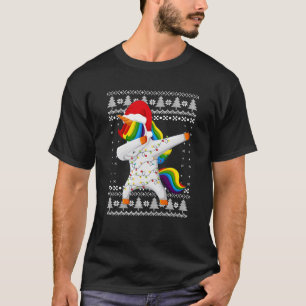 Camiseta Cristo De Dança De Dab Dabbing Unicorn Febre Xmas