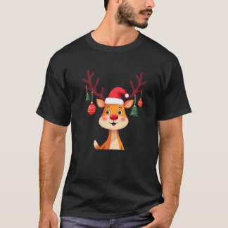 Camiseta Cristo de Design Engraçado Reindeer Tee Santa Clau