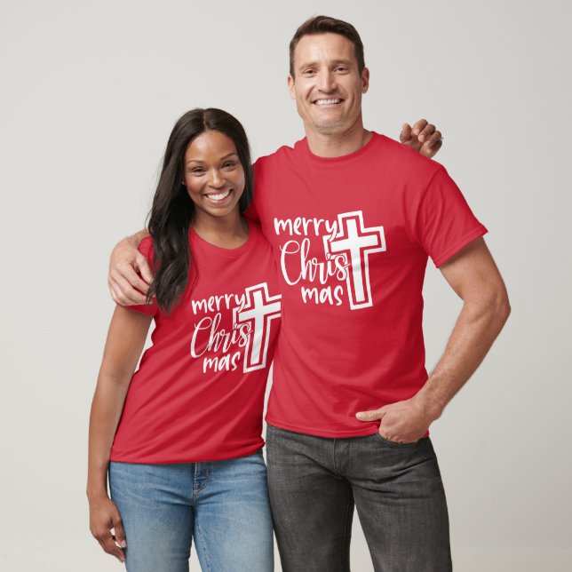 Camiseta Cristo de feliz com cruz (Unissex)