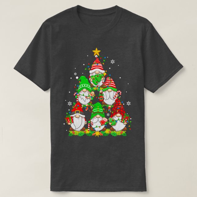 Camiseta Cristo de pijamas Gnomos Engraçado Família de Nata (Frente do Design)