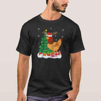Camiseta Cristo de Santa Hat para Luzes de Natal em Frango