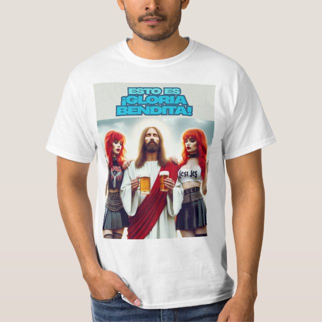 Camiseta Cristo disfrutando con amigas metaleras (Frente)