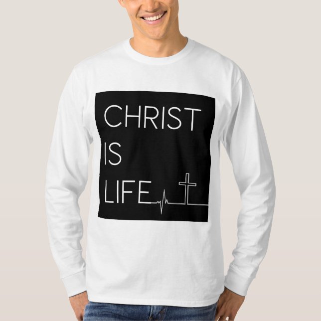 Camiseta Cristo é a linha de pulsação da vida e cruza homen (Frente)
