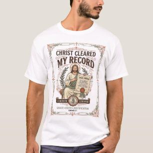 Camiseta Cristo Limpou Meu Registro Documento de Perdão Leg