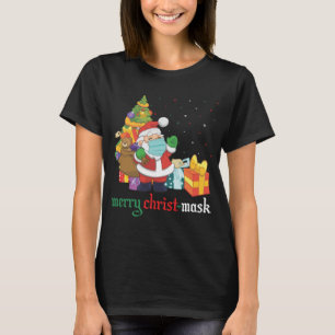 Camiseta Cristo-Máscara de Feliz, Natal em quarentena