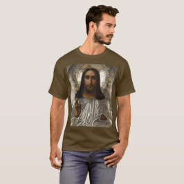 Camiseta Cristo Pantocrator Silver Oklad Riza Ícone Russo
