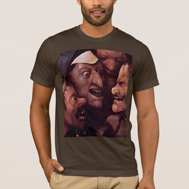 Camiseta Cristo que leva a cruz.  Por Hieronymu Bosch (Frente)