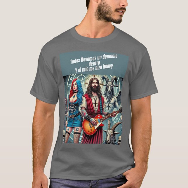 Camiseta Cristo Rockero: Todos Llevamos un Demonio Dentro (Frente)