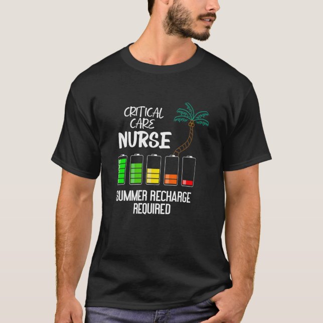 Camiseta Critical Care Nurse Summer Vacation Recharge - Fun (Frente)