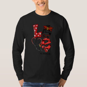 Camiseta Crna Nurse Xadrez Leopard Amor Coração Mensagem Bu