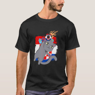 Camiseta Croácia Bandeira Croata Gato Orgulho Croata Croáci