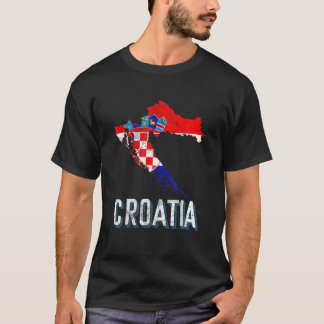 Camiseta Croácia Croata Flag Mapa Zagreb Dubrovnik S