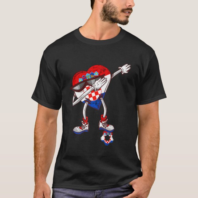 Camiseta Croácia Dabbing Heart Hrvatska Soccer Team Croácia (Frente)